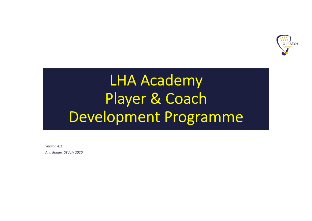 LHA 2020 Player Development Programme V4.1 for Circulation