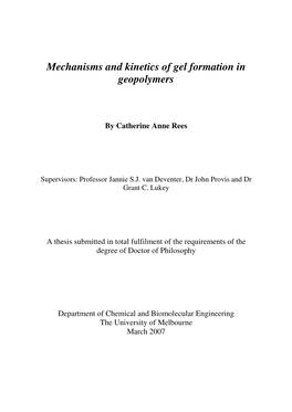 Mechanisms and Kinetics of Gel Formation in Geopolymers