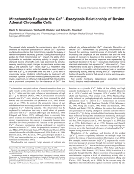 Mitochondria Regulate the Ca2+–Exocytosis Relationship of Bovine Adrenal Chromaffin Cells