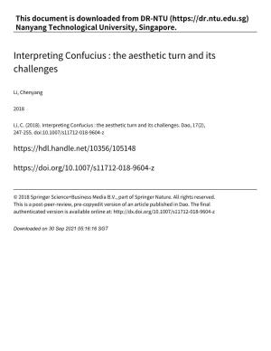 Interpreting Confucius : the Aesthetic Turn and Its Challenges