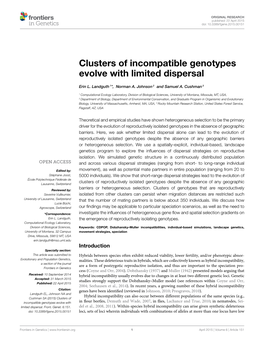 Clusters of Incompatible Genotypes Evolve with Limited Dispersal