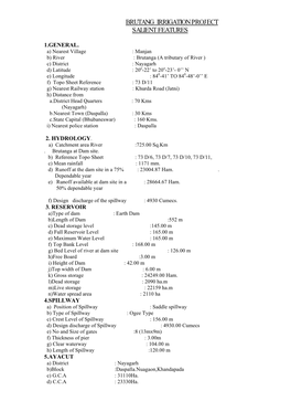 Brutang Irrigation Project Salient Features