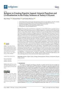 Islamist Populism and Civilizationism in the Friday Sermons of Turkey’S Diyanet