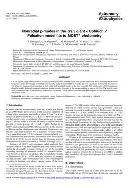 Nonradial P-Modes in the G9.5 Giant Ε Ophiuchi? Pulsation Model Fits to MOST Photometry
