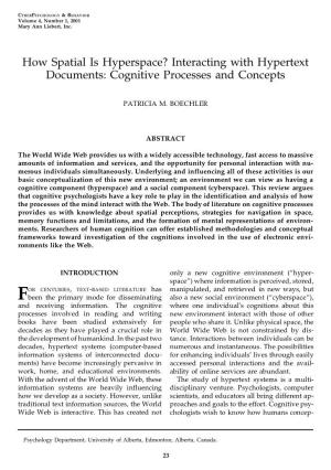 How Spatial Is Hyperspace? Interacting with Hypertext Documents: Cognitive Processes and Concepts