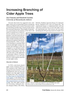 Increasing Branching of Cider Apple Trees Jon Clements and Elizabeth Garofalo University of Massachusetts Amherst