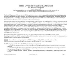 Hawaii DHS Approved Ongoing Training List