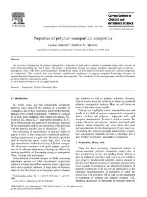 Properties of Polymer–Nanoparticle Composites