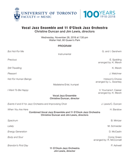 Vocal Jazz Ensemble and 11 O'clock Jazz Orchestra