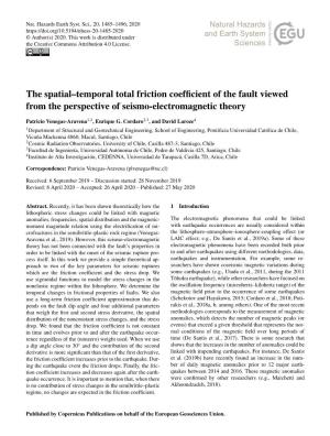 The Spatial–Temporal Total Friction Coefficient of the Fault Viewed From