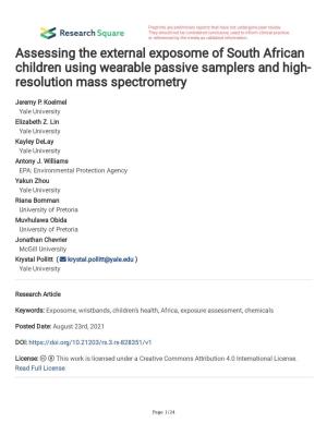 Assessing the External Exposome of South African Children Using Wearable Passive Samplers and High- Resolution Mass Spectrometry