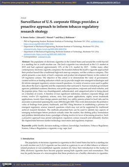 Surveillance of U.S. Corporate Filings Provides a Proactive Approach to Inform Tobacco Regulatory Research Strategy
