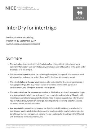 Interdry for Intertrigo
