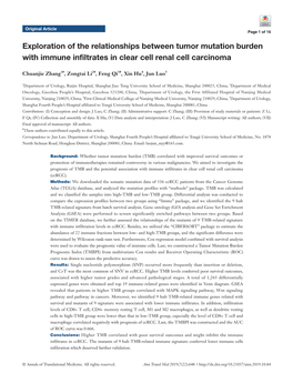 Exploration of the Relationships Between Tumor Mutation Burden with Immune Infiltrates in Clear Cell Renal Cell Carcinoma