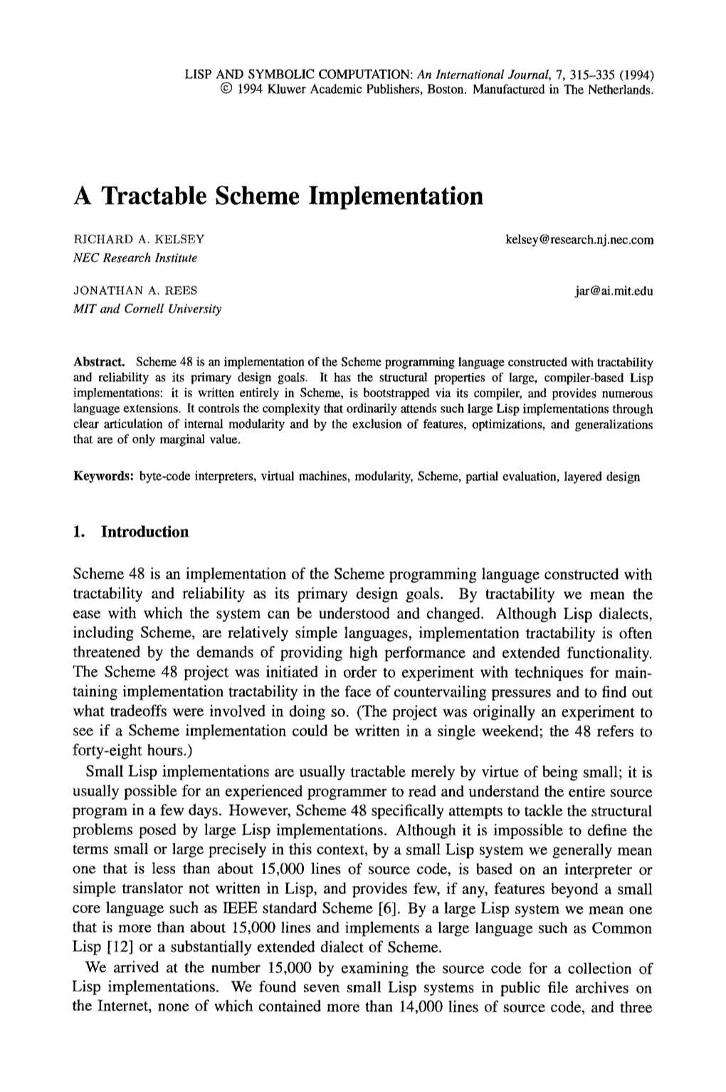 A Tractable Scheme Implementation