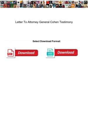Letter to Attorney General Cohen Testimony