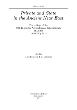 Private and State in the Ancient Near East