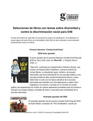 Selecciones De Libros Con Temas Sobre Diversidad Y Contra La Discriminación Racial Para D46