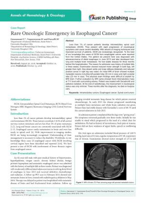 Rare Oncologic Emergency in Esophageal Cancer