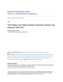 Schools: Protestants, Catholics, and Education, 1945-1965