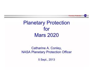 Planetary Protection for Mars 2020