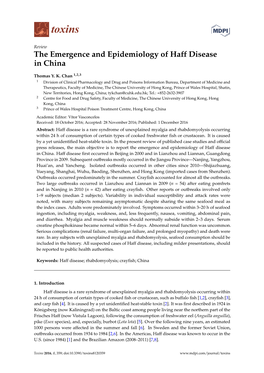 The Emergence and Epidemiology of Haff Disease in China