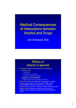 Medical Consequences of Interactions Between Alcohol and Drugs