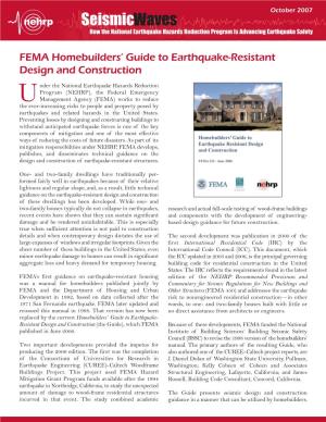 FEMA Homebuilders' Guide to Earthquake-Resistant Design And
