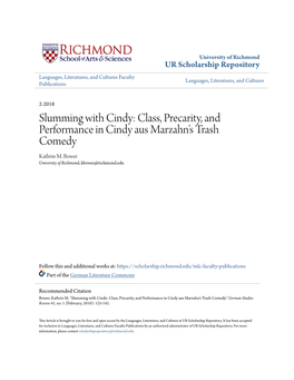 Class, Precarity, and Performance in Cindy Aus Marzahn’S Trash Comedy Kathrin M