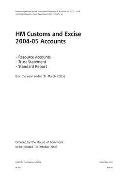 HM Customs and Excise 2004-05 Accounts HC