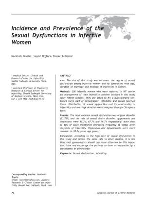 Incidence and Prevalence of the Sexual Dysfunctions in Infertile Women