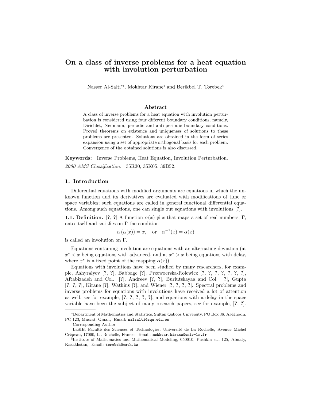 On a Class of Inverse Problems for a Heat Equation with Involution Perturbation