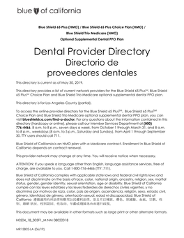 Dental Provider Directory Directorio De Proveedores Dentales