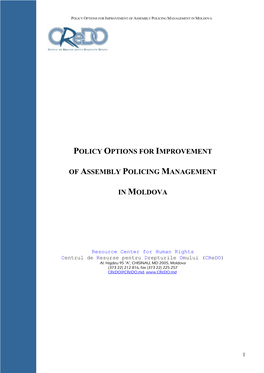 Policy Options for Improvement of Assembly Policing Management in Moldova