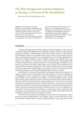 The First Aurignacian Technocomplexes in Europe: a Revision of the Bachokirian