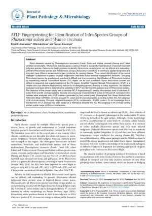 AFLP Fingerprinting for Identification of Infra-Species Groups of Rhizoctonia Solani and Waitea Circinata Bimal S