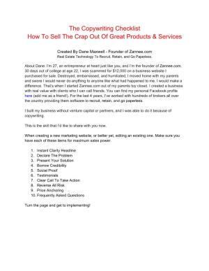 The Copywriting Checklist How to Sell the Crap out of Great Products & Services
