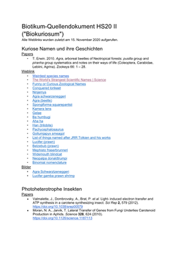 Biotikum-Quellendokument HS20 II ("Biokuriosum") Alle Weblinks Wurden Zuletzt Am 15