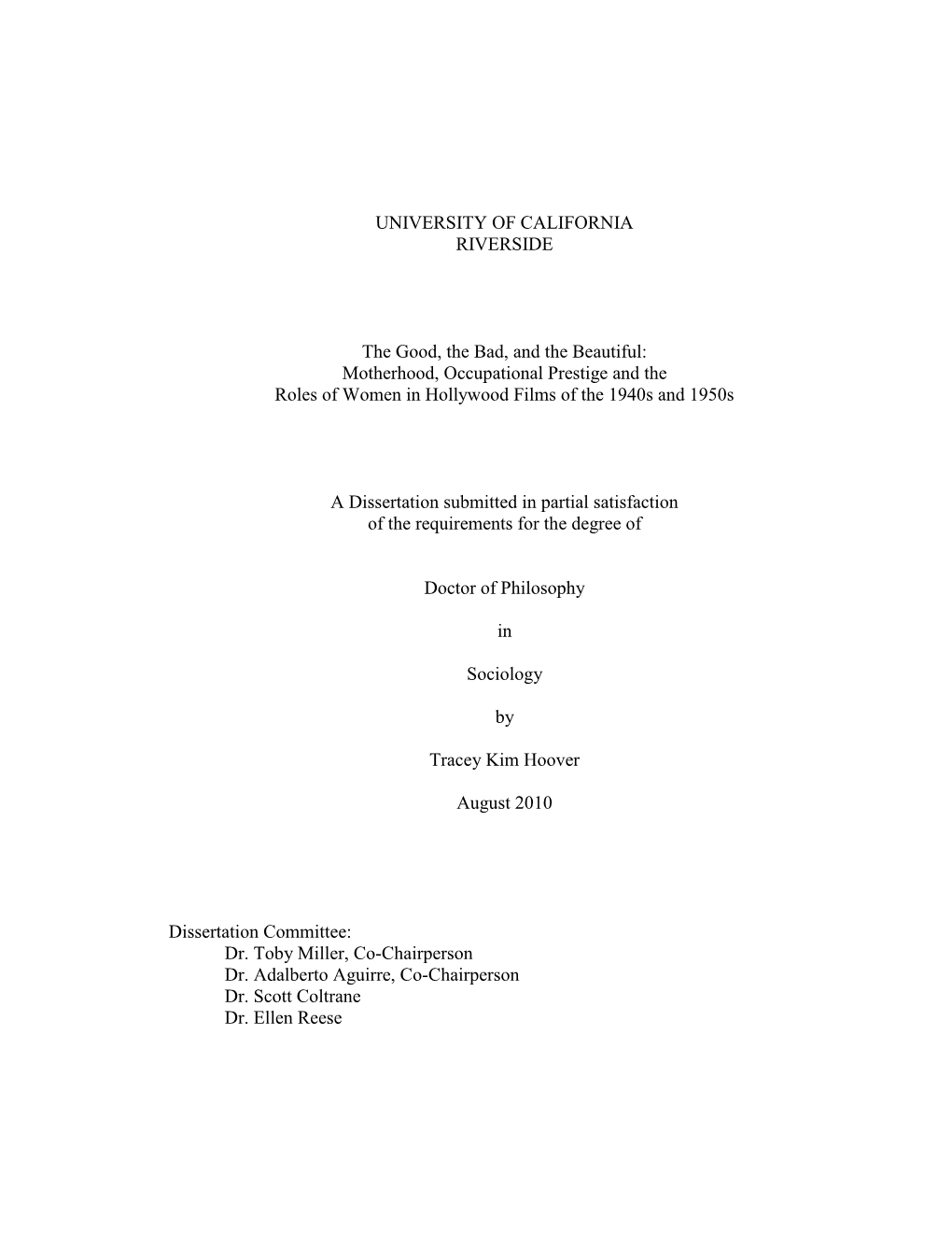 Motherhood, Occupational Prestige and the Roles of Women in Hollywood Films of the 1940S and 1950S