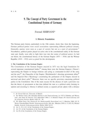 9. the Concept of Party Government in the Constitutional System of Germany