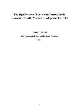 The Significance of Physical Infrastructure in Economic Growth: Maputo Development Corridor