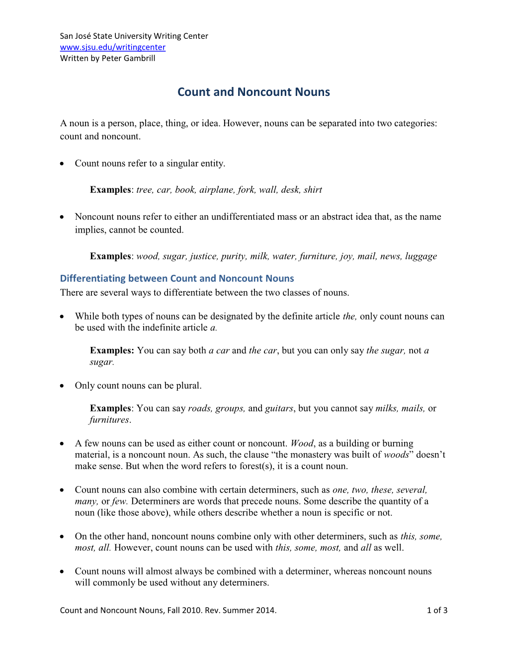 Count and Noncount Nouns [Pdf]