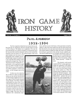 Iron Game History Volume 3 Number 4