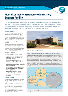 Murchison Radio-Astronomy Observatory Support Facility