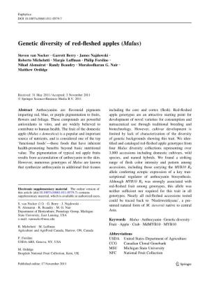 Genetic Diversity of Red-Fleshed Apples (Malus)