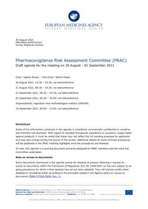 PRAC Draft Agenda of Meeting 30 August