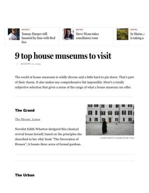 9 Top House Museums to Visit | AUGUST 10, 2014