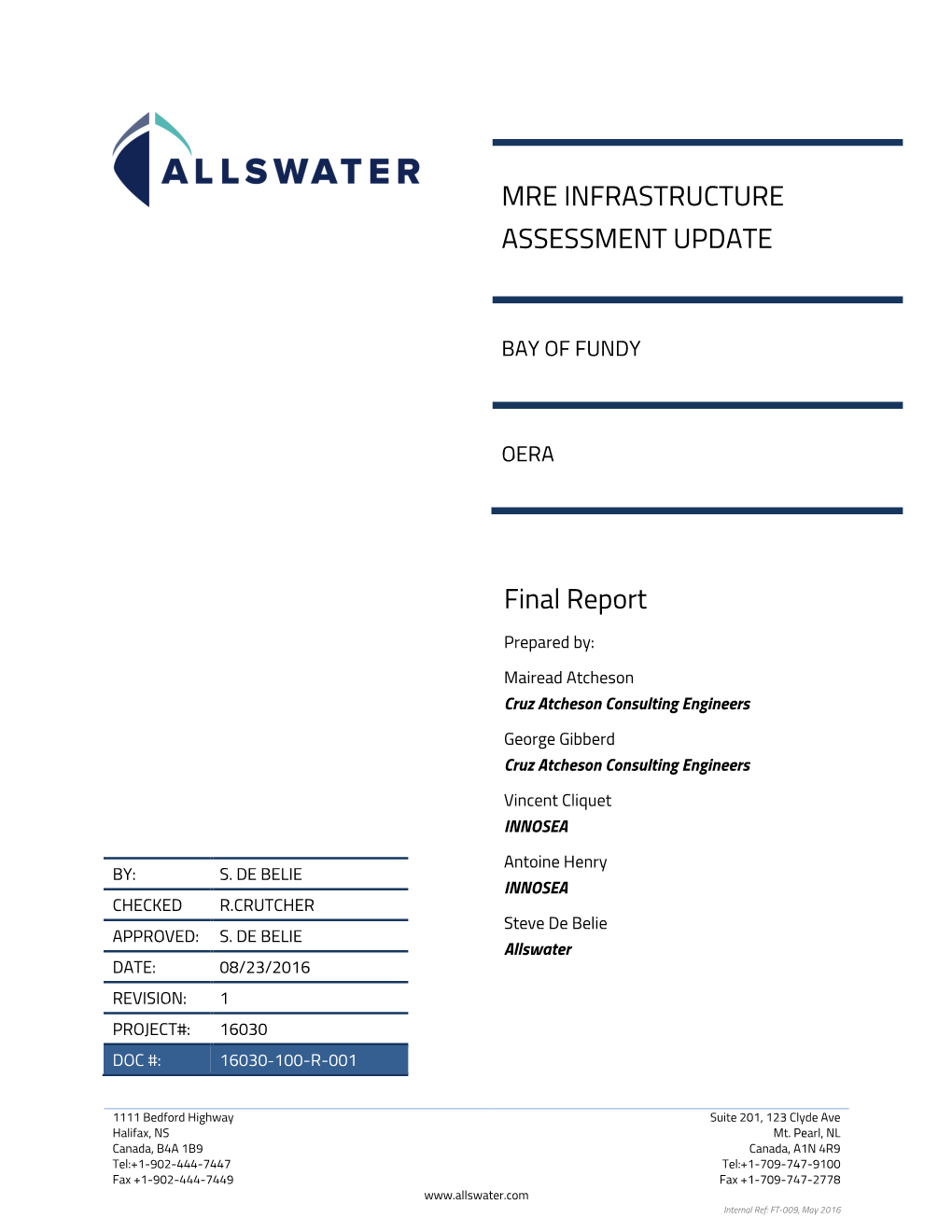 MRE INFRASTRUCTURE ASSESSMENT UPDATE Final Report