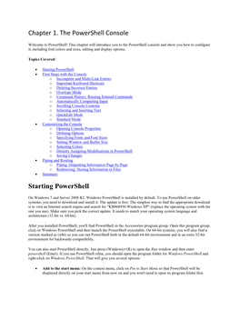 Chapter 1. the Powershell Console