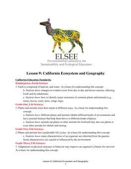 Lesson 9: California Ecosystem and Geography